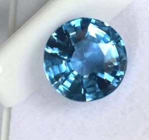 Natural Blue Aquamarine Round Cut 9.05 CT 12x12x7 mm loose certified Gemstone - Picture 1 of 6