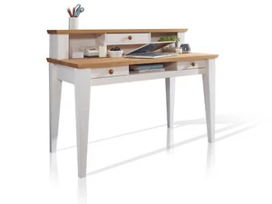 Landhaus Computertisch PC-Schreibtisch Tisch Massivholz BORNHOLM Kiefer weiß - Bild 1 von 2