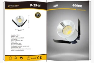MINI FARETTO LED DA INCASSO PUNTO LUCE 3W 300 LUMEN LUCE NATURALE 4000K - Foto 1 di 1