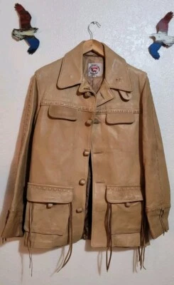 Chaqueta Vaquera Marlboro Vintage Western Cuero Flecos por Pioneer Wear Talla 40 Foto 1 de 4