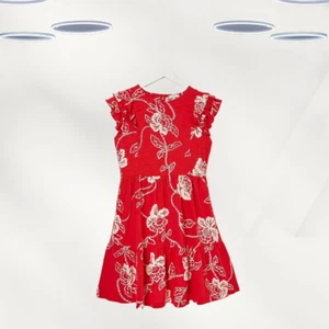 Ex Fat Face Women's Short Sleeve Batik Jersey Dress In Red (Defect) - Picture 1 of 2