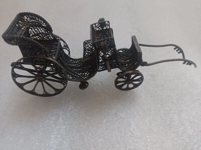 calèche miniature argent filigrane 19 ème - Photo 1/4