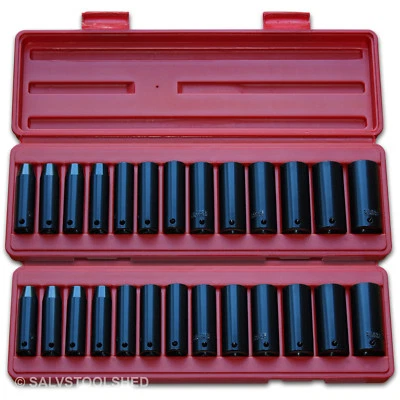 3/8" Deep Impact Socket Set Cases Select Metric & or SAE Sockets Air Tools - image 1 of 4