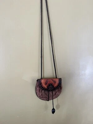 Mini Bolso Bandolera Vintage Tooled Cuero Hecho en México Marrón Gamuza Foto 1 de 4
