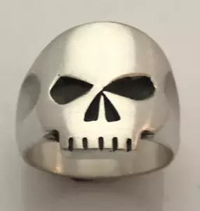 ANELLO TESCHIO LG WILLIE G ARGENTO STERLING MJG. BIKER. HARLEY. 28 GRAMMI. Taglia 10 - Foto 1 di 7