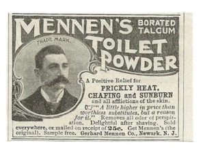1898 Mennen’s Borated Talcum Toilet Powder Ad-Gerhard Mennen Co.-Newark NJ - Picture 1 of 2