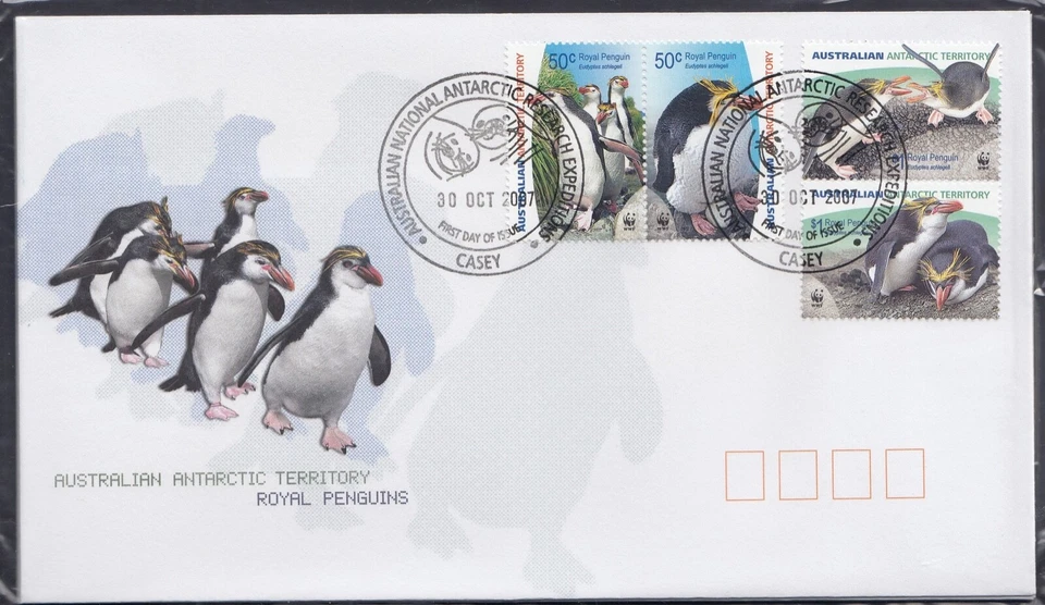 Juego de 4 cubiertas base territorio antártico AAT; 2007 Royal Penguins Foto 1 de 1