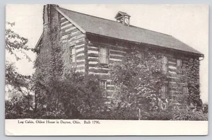 Log Cabin Oldest House in Dayton Ohio 1796 Postcard - Picture 1 of 2