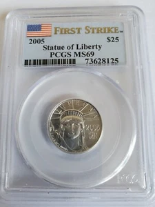 2005 First Strike $25 Platinum Eagle PCGS MS69 1/4oz  - Picture 1 of 2