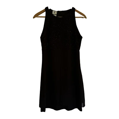 Y2K Little Black Dress Sequin Top Homecoming A-Line Mini Dress Whimsigoth 90's - Image 1 of 4