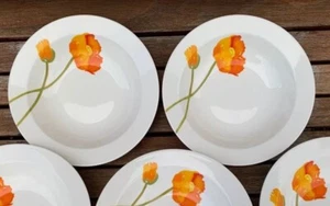 Villeroy And Boch Iceland Poppies 2 Soup Dishes Cereal Bowls Villeroy & Boch - Picture 1 of 4