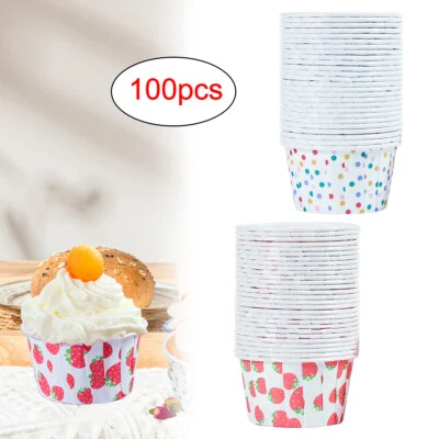 100X Disposable Paper Treat Tubs Ice Cream Dessert Cake Cups Bowl Party Supplies - image 1 of 4