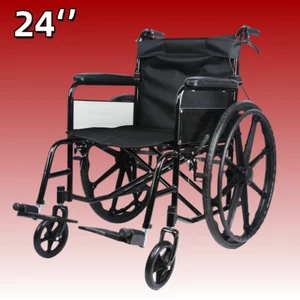 24'' Wheelchair Manual Folding Wheel Chair Portable Foldable for Elderly New - Picture 1 of 12