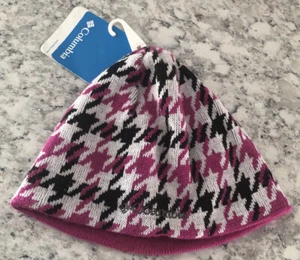 Nwt Columbia winter hat beanie girls youth New Pink Black White Grey Houbdstooth - Picture 1 of 9