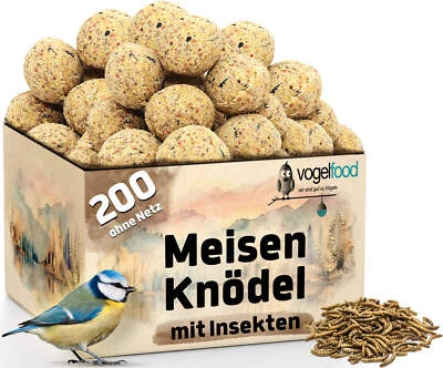 200 Meisenknödel mit Insekten ohne Netz Vogelfutter Fett Streu Wild Ganzjahres - Bild 1 von 4