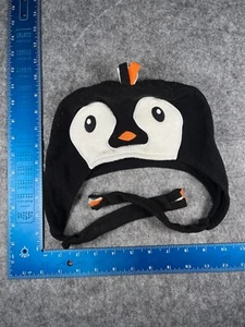 Mag Brands Penguin Beanie Toque Youth 4 Black Knit Polyester Fleece Ear Flaps - Picture 1 of 7