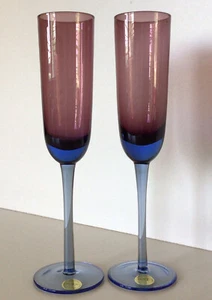 BLOCK ~ Crystal Champagne Flutes ~ Mouth Blown, Hand Cut & Polished ~ UNUSED !!! - Picture 1 of 7
