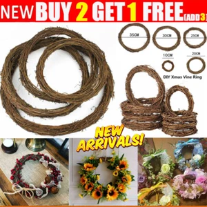 Christmas Artificial Vine Ring Wreath Rattan Wicker DIY Garland Xmas Party Decor - Picture 1 of 19