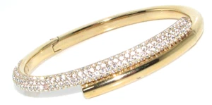 Ladies women's gold-toned plated Swarovski crystal bangle - Picture 1 of 9