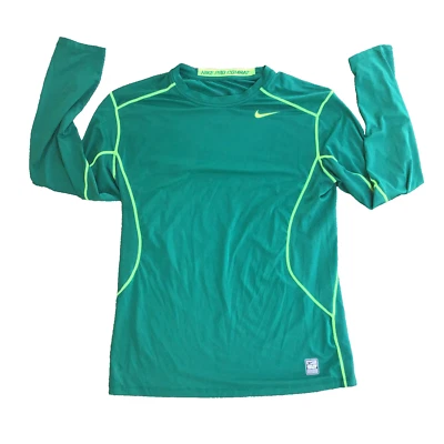 Camisa de Combate Nike Pro Hombres Grande Verde Ajustada Compresión Logo Deportes *MANCHADA* Foto 1 de 4