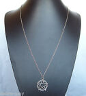 Pentagram Pentacle Pendant 32" Long Chain Necklace - Wiccan Pagan Gothic
