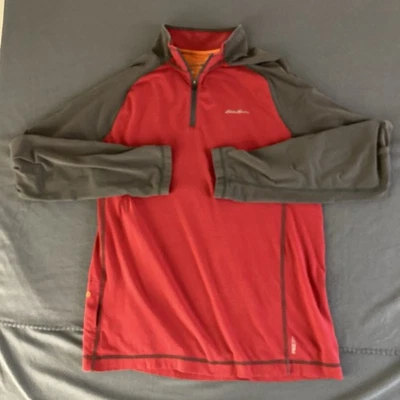 Eddie Bauer Travex 男式高大红色/灰色 FreeDry 1/4 拉链活动版型 — 第 1/4 张图片