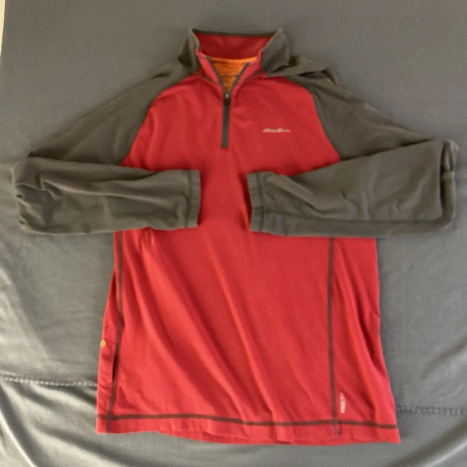 Eddie Bauer Travex Pullover Men's Tall Large Red/Gray FreeDry 1/4 Zip Active Fit - Image 1 of 4