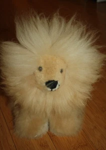 Real Alpaca Fur Stuffed Animal Plush Cream Tan Lion 9” Long Hair - Picture 1 of 3