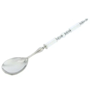 GlassOfVenice Italian Murano Glass Salad Spoon - Silver White - Picture 1 of 5