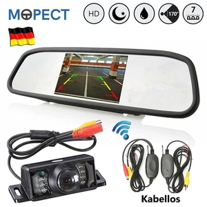 MOPECT 4,3'' HD Rückspiegel Monitor + Nummernschild Rückfahrkamera Funk Kabellos - Bild 1 von 12