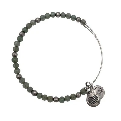 Pulsera Alex and Ani Verde Claro Pequeña Cuentas Redondas Tono Plata Ajustable Boho Foto 1 de 4