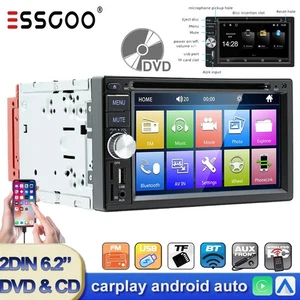 CD DVD Player 2 DIN Car Stereo 6.2" Touch Screen Wireless Carplay w/ USB BT AUX - Picture 1 of 15
