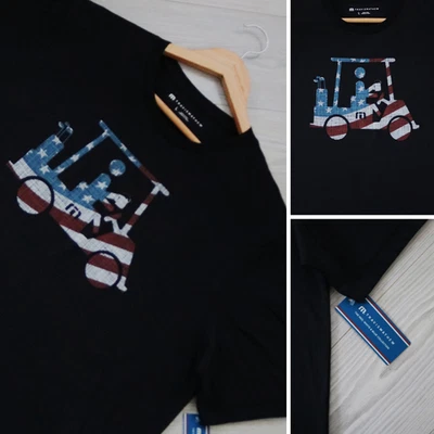 Travis Mathew Flag Flyer Premium Shirt Men's L Black USA Golf Tee New w/ Tags - Image 1 of 4