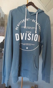 Türkiser Kapuzen-Pullover für Jungs Gr: S von Tom Tailor mit weißen Druck - Bild 1 von 2