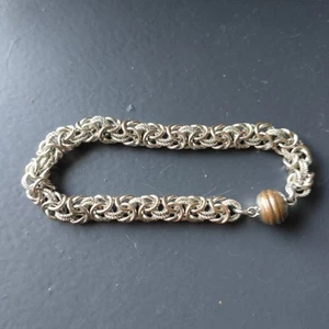 Vintage Silvertone BRONZE MILOR ITALY Chain Bracelet with Magnetic Closure 20cm - Picture 1 of 8
