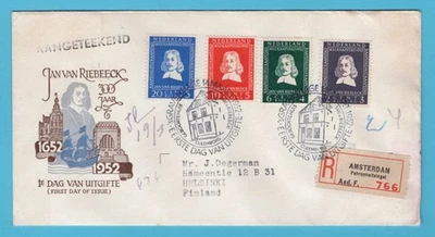 NETHERLANDS van Riebeeck R FDC 1952 Amsterdam to Finland - Image 1 of 2
