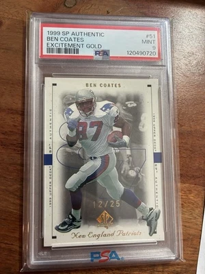 1999 Upper Deck SP Authentic Ben Coates Excitement Gold /25 PSA 9 Mint Patriots - Image 1 of 2