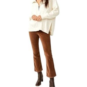 Nuevos Pantalones Free People In My Feelings Marrón Terciopelo Acampanado Tiro Alto Pequeños - Imagen 1 de 8