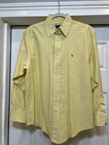ralph lauren Boys Polo Shirt Yellow Logo Cotton Button Down Casual Sz 10 - Picture 1 of 11