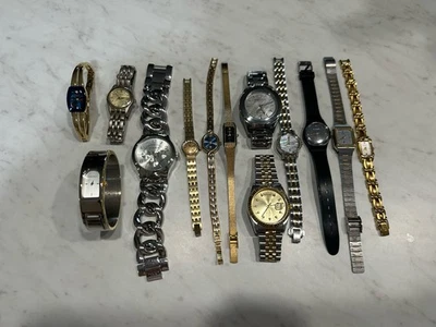 Винтажные женские часы лот золотистый серебристый тон Jules Jurg Armani и т. д. не работает - Изображение 1 из 4