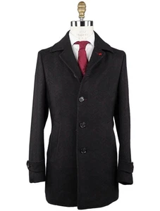 NEW ISAIA VIOLET BLACK WOOL CASHMERE COAT US 40 - EU 50 ICX5 - Picture 1 of 5