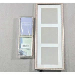 Silver Tone Tahari Triple Picture Frame and Two Small Soft Expressions Frames - Picture 1 of 6