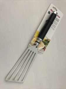 New KitchenAid Black Glossy Angled Turner Lifter Stainless Steel Fish Cookie - Picture 1 of 1