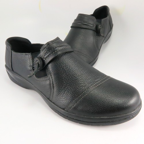 Mocassini Clarks ASHLAND con nappa laterale da donna taglia 9M in pelle nera