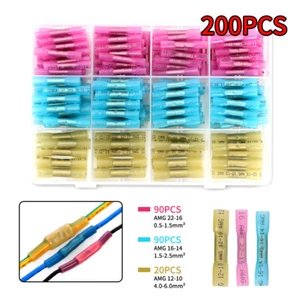 200pz Termorestringenti Butt Filo Giunzione Connettori Guarnizione Terminali a Crimpare Impermeabile - Foto 1 di 7