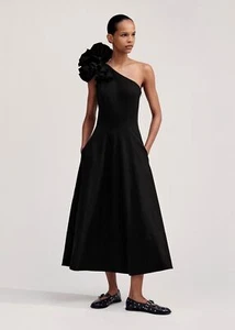 ME + EM Schwarz One Shoulder Corsage abnehmbare Details Ponte Jersey Midikleid 2 - Bild 1 von 13