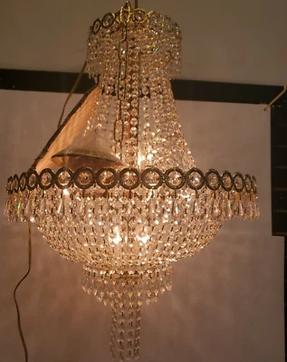 Lámpara de araña de cristal de iluminación clásica, placa de oro 24k 30" L 20" W 12LIG Foto 1 de 4