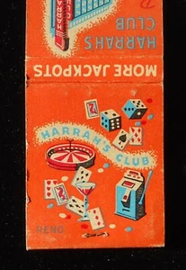 1950s Harrah's Club More Jackpots Slots Cards Dice Roulette Reno NV Washoe Co MB - Bild 1 von 1
