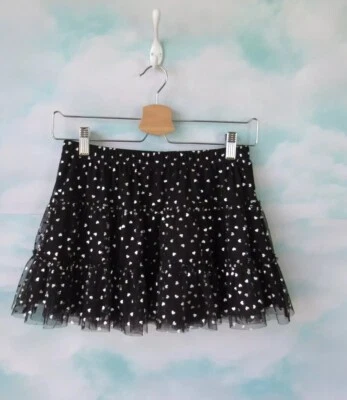 Размер: L (10/12) черный + серебро сердце печать юбка балетной девочки полностью с подкладкой слоистый  - Изображение 1 из 4