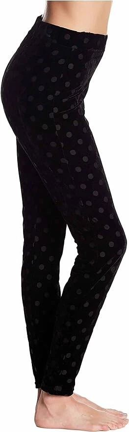 HUE Womens Burnout Dot Velvet Leggings Pants Black  X-Small 0-2 W23"x31" - Image 1 of 4